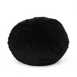 Upson Black Short Faux Fur 5-Foot Bean Bag by Noble House