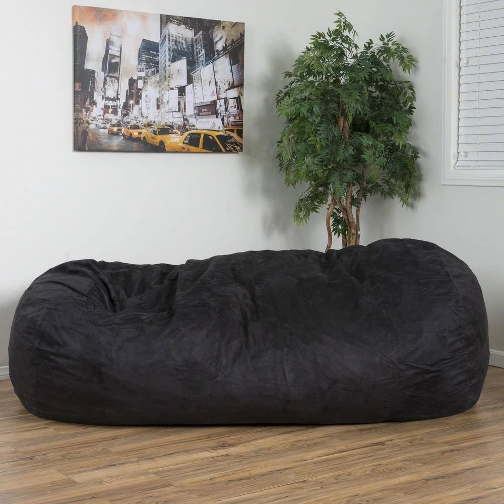 Baron 8 ft. Black Suede Polyester Bean Bag by Noble House - Image 6