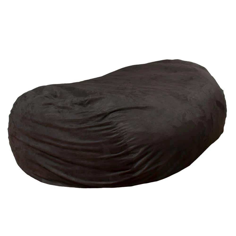 Baron 8 ft. Black Suede Polyester Bean Bag by Noble House