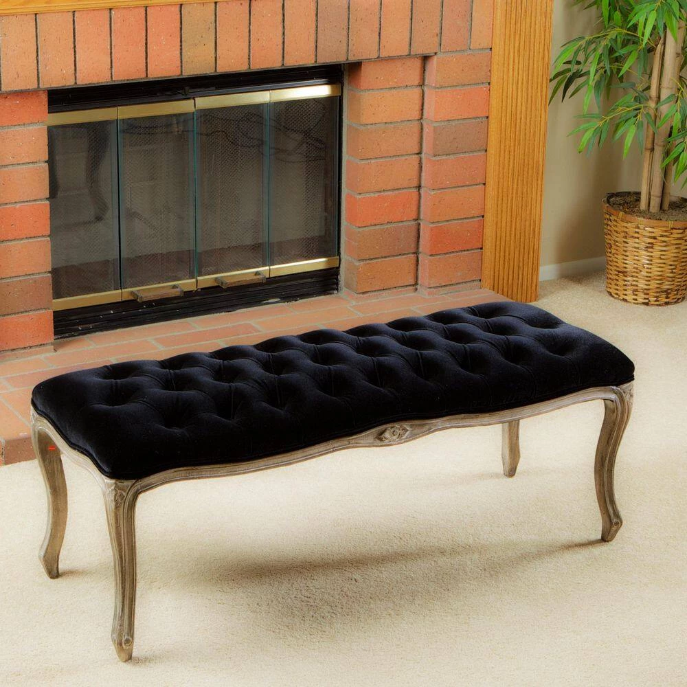 Tassia Black Bench with Upholstered (18.5 in. x 46.5 in. x 17 in.) by Noble House - Image 9