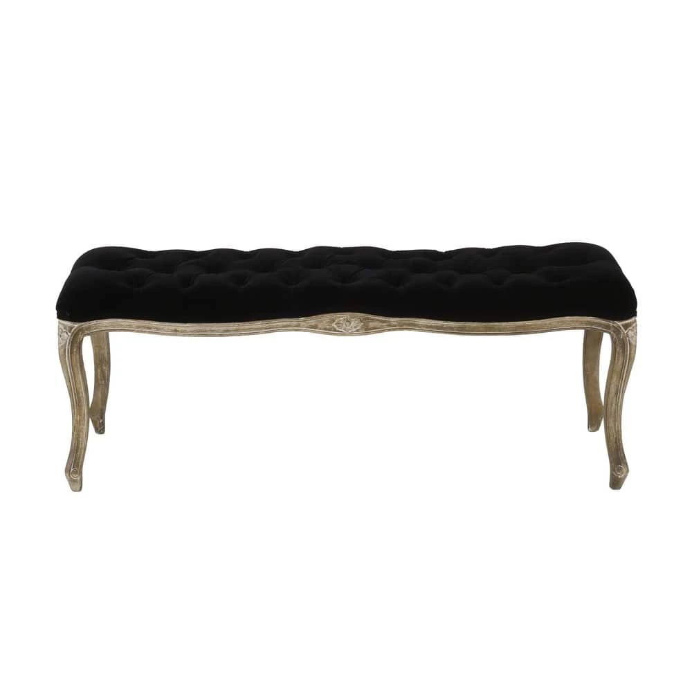 Tassia Black Bench with Upholstered (18.5 in. x 46.5 in. x 17 in.) by Noble House