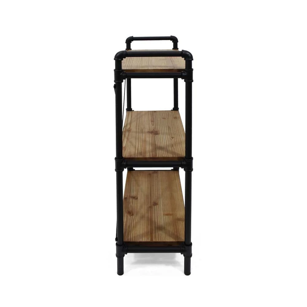 Honeysuckle 39.5 in. Black Metal 3-Shelf Etagere Bookcase with Open Back by Noble House - Image 2