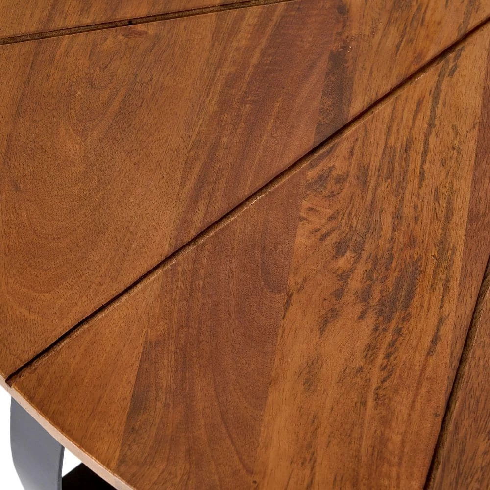 Hadfield 36 in. Black/Brown Medium Round Wood Coffee Table with Shelf by Noble House - Image 5