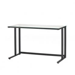 48 in. Rectangular Black Computer Desk with Open Storage by Noble House