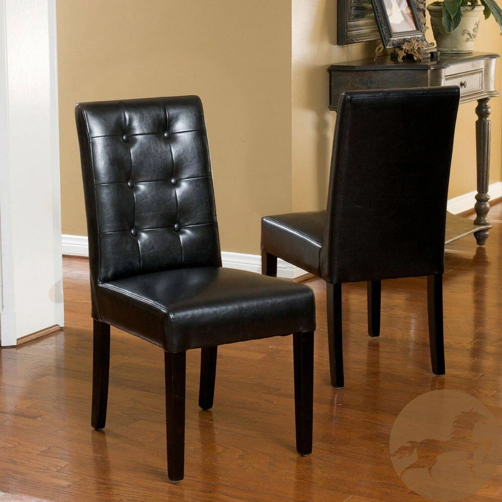 Roland Black Leather Dining Chairs (Set of 2) by Noble House - Image 9