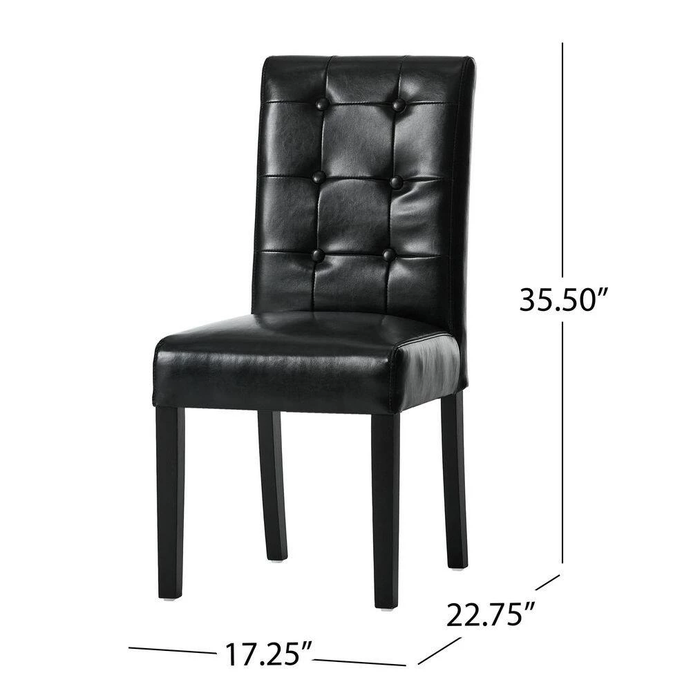 Roland Black Leather Dining Chairs (Set of 2) by Noble House - Image 5