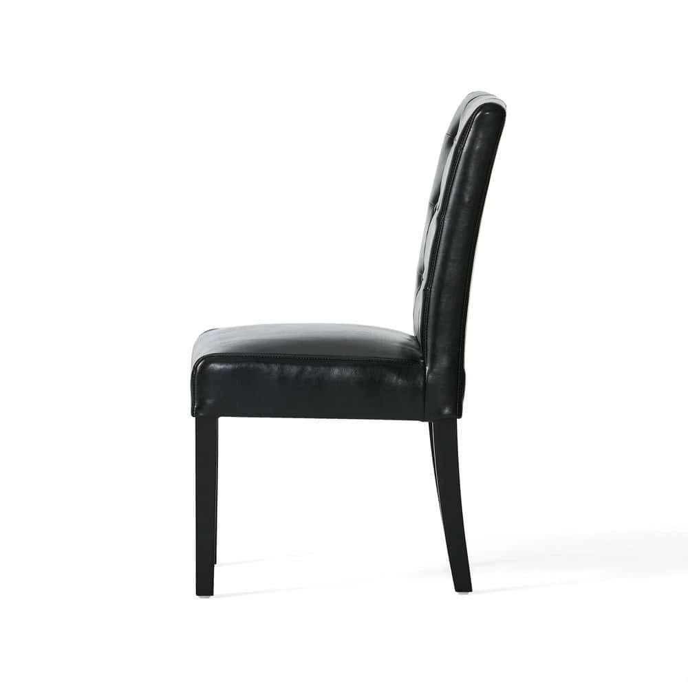 Roland Black Leather Dining Chairs (Set of 2) by Noble House - Image 2