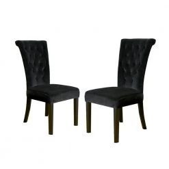Venetian Black Velvet Tufted Dining Chairs (Set of 2) by Noble House