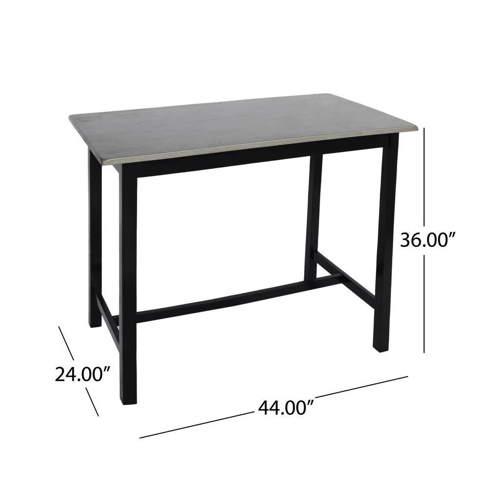 Pomeroy Grey and Black Dining Set (4-Piece) by Noble House - Image 5