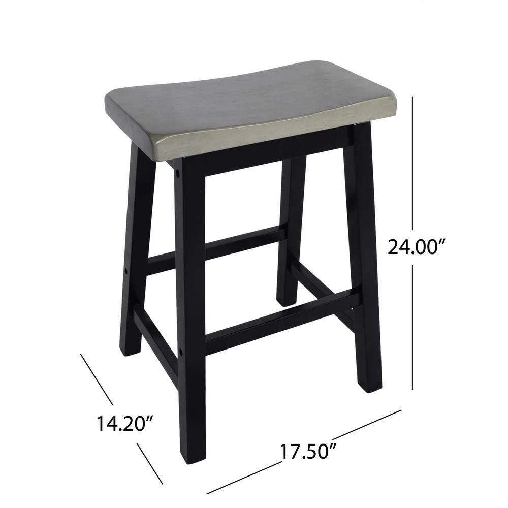 Pomeroy Grey and Black Dining Set (4-Piece) by Noble House - Image 7