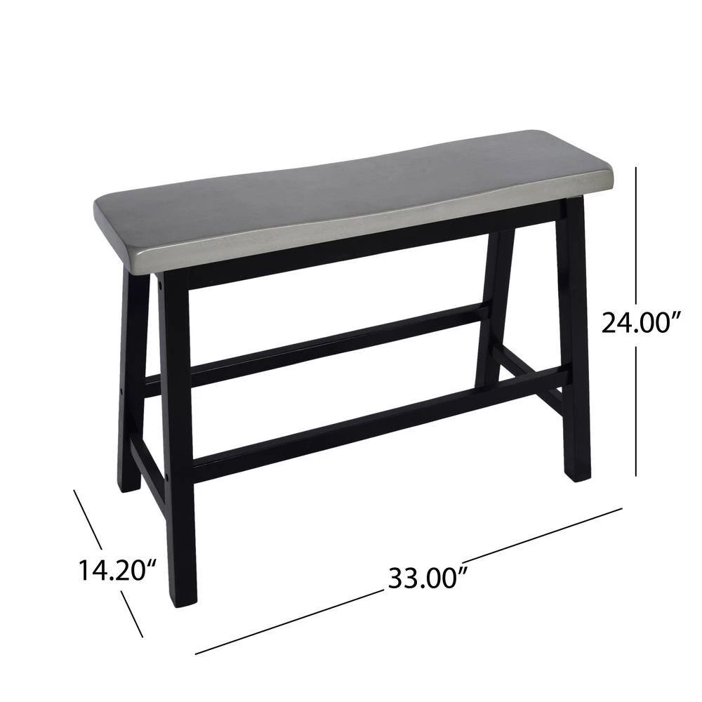 Pomeroy Grey and Black Dining Set (4-Piece) by Noble House - Image 6