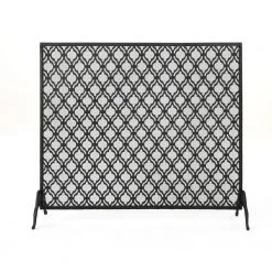 Ellias Modern Black Single Panel Iron Fire Screen by Noble House