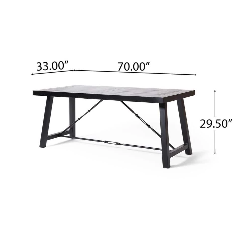 Aubrie Black Dining Table by Noble House - Image 5