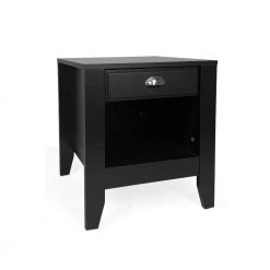 Bellic 1 Drawer Black Nightstand by Noble House