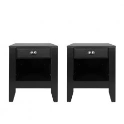 Bellic 1-Drawer Black Nightstand (2-Pack) 24.4 in. x 21 in. x 19 in. by Noble House