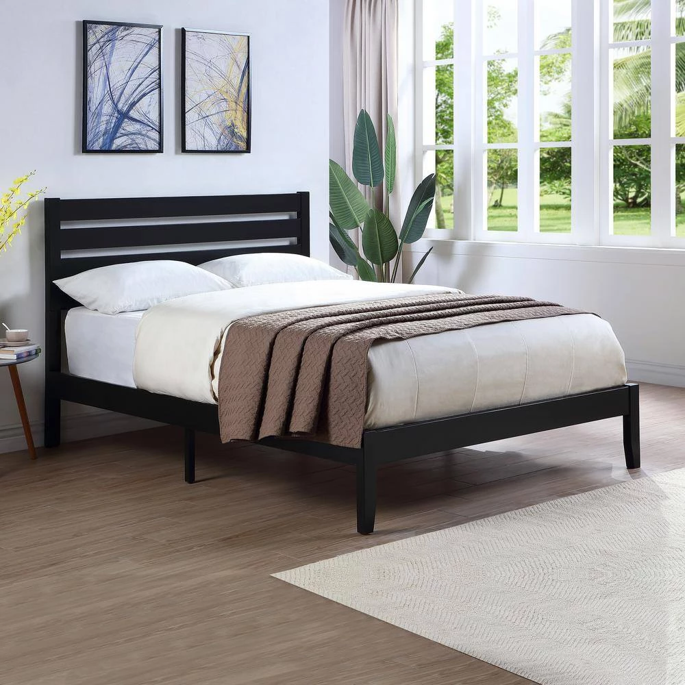 Guilford Black and Natural Queen Bed with Headboard by Noble House - Image 5