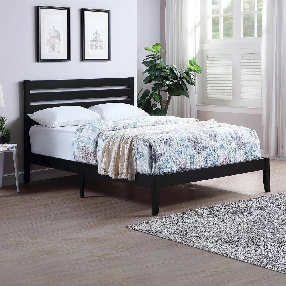 Guilford Black and Natural Queen Bed with Headboard by Noble House - Image 7