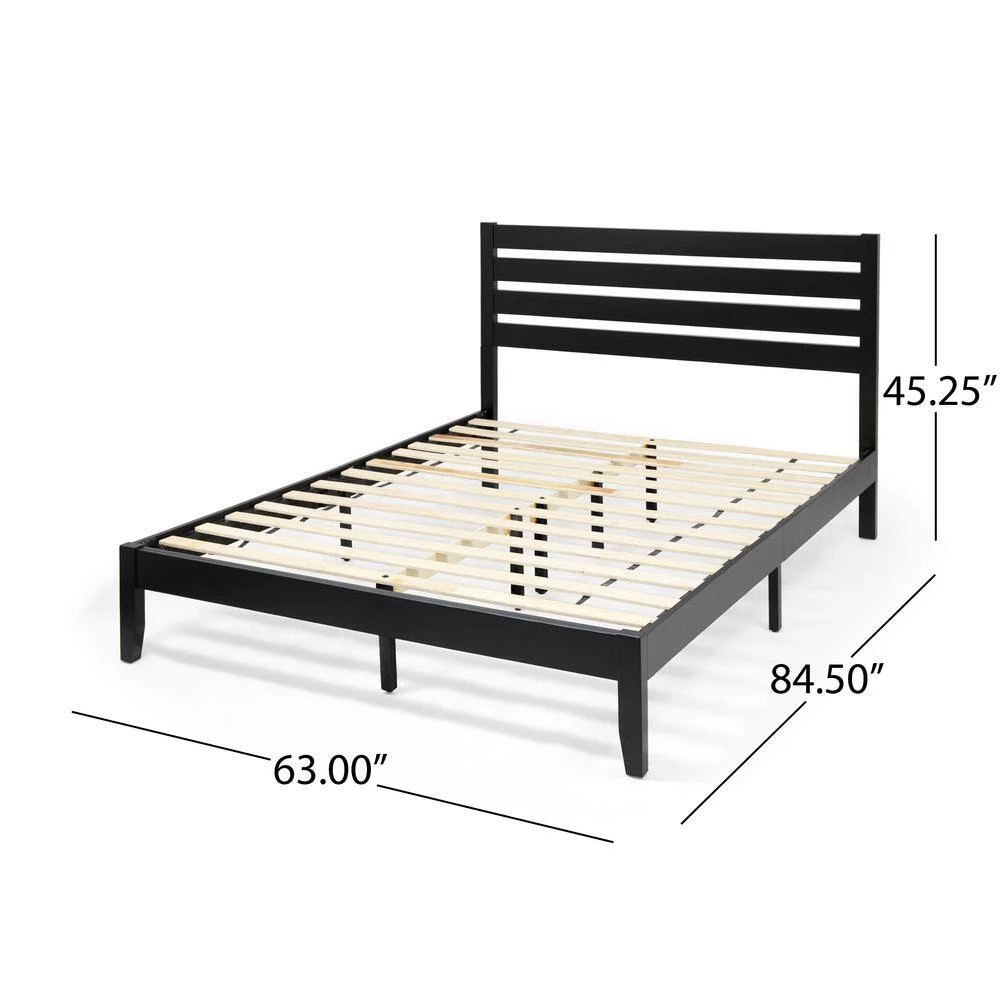 Guilford Black and Natural Queen Bed with Headboard by Noble House - Image 6