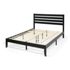 Guilford Black and Natural Queen Bed with Headboard by Noble House