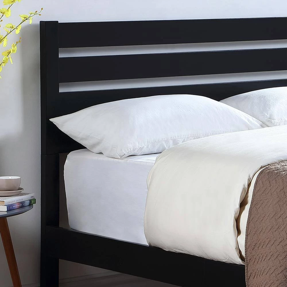 Guilford Black and Natural Queen Bed with Headboard by Noble House - Image 3