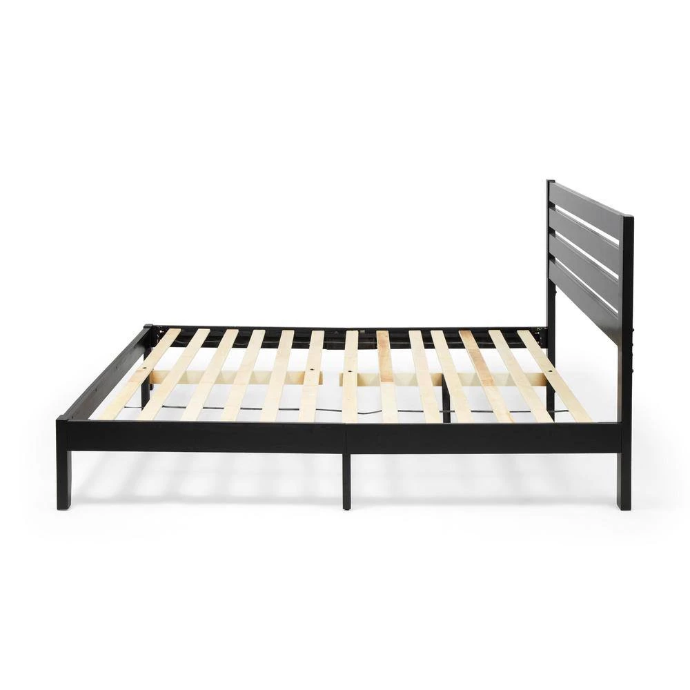 Guilford Black and Natural Queen Bed with Headboard by Noble House - Image 2