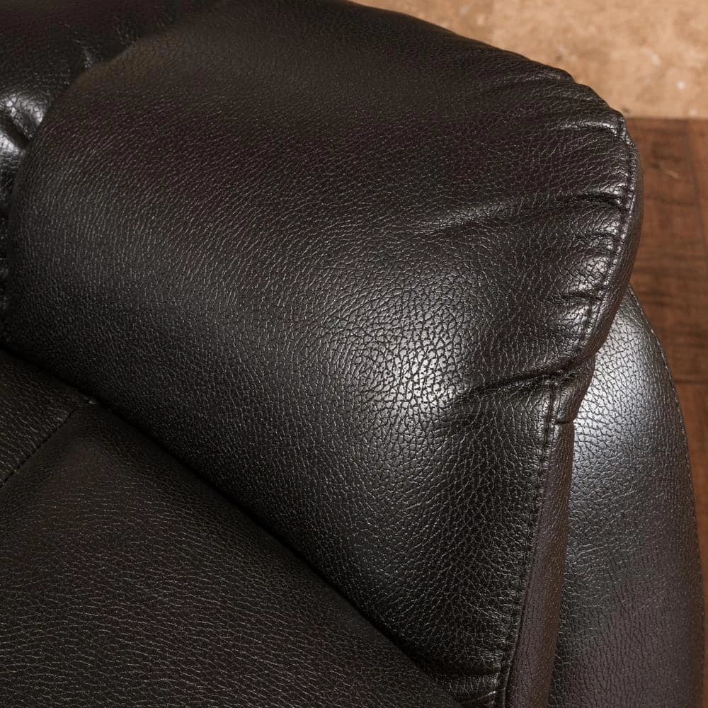 Hawthorne Black Leather Recliner by Noble House - Image 6