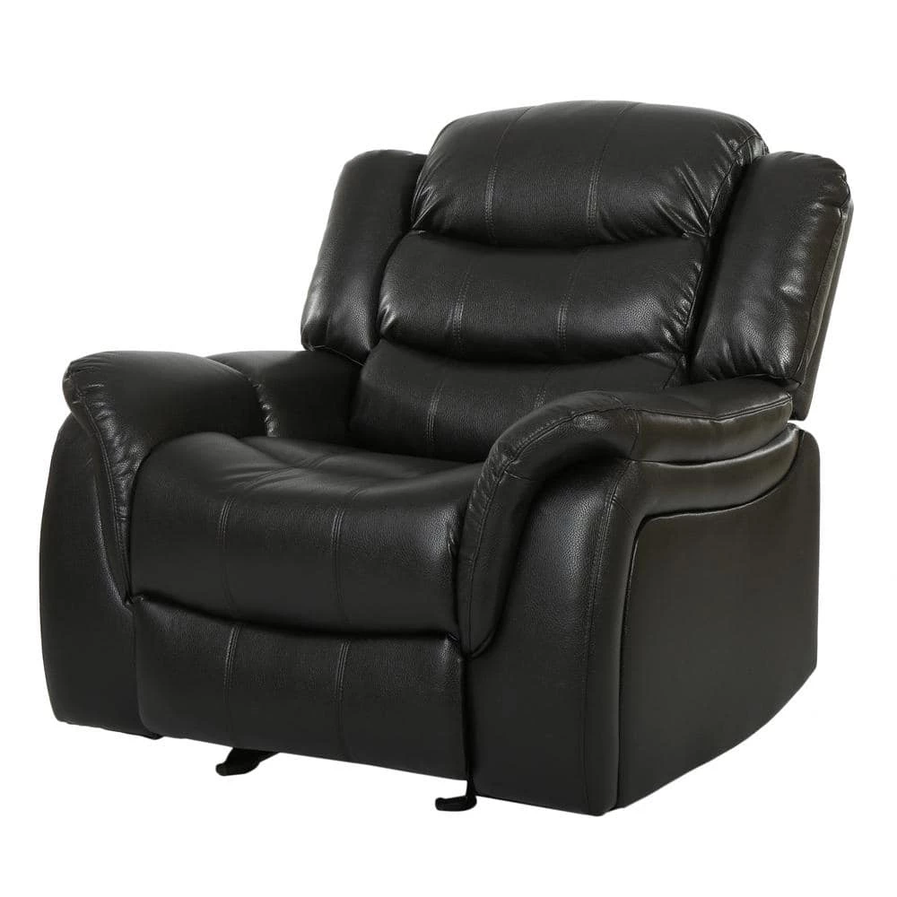 Hawthorne Black Leather Recliner by Noble House