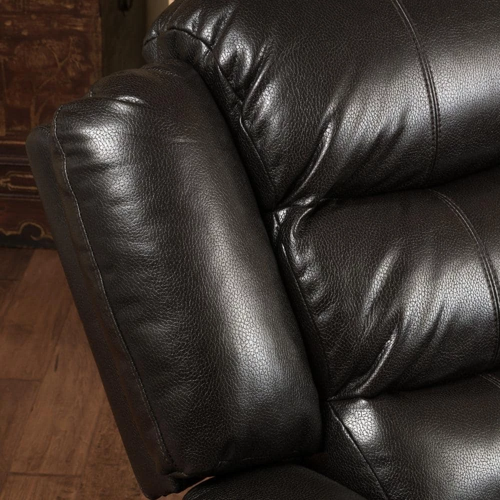 Hawthorne Black Leather Recliner by Noble House - Image 5