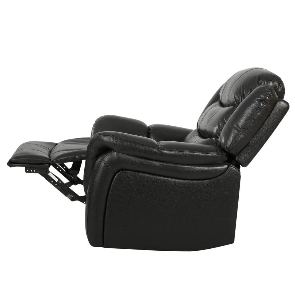 Hawthorne Black Leather Recliner by Noble House - Image 2