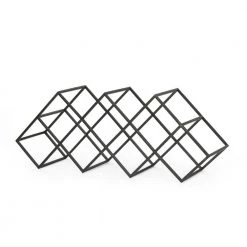 Toston 7-Bottle Black Tabletop Wine Rack by Noble House