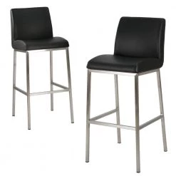 Vasos 30 in. Black Leather Bar Stool (Set of 2) by Noble House