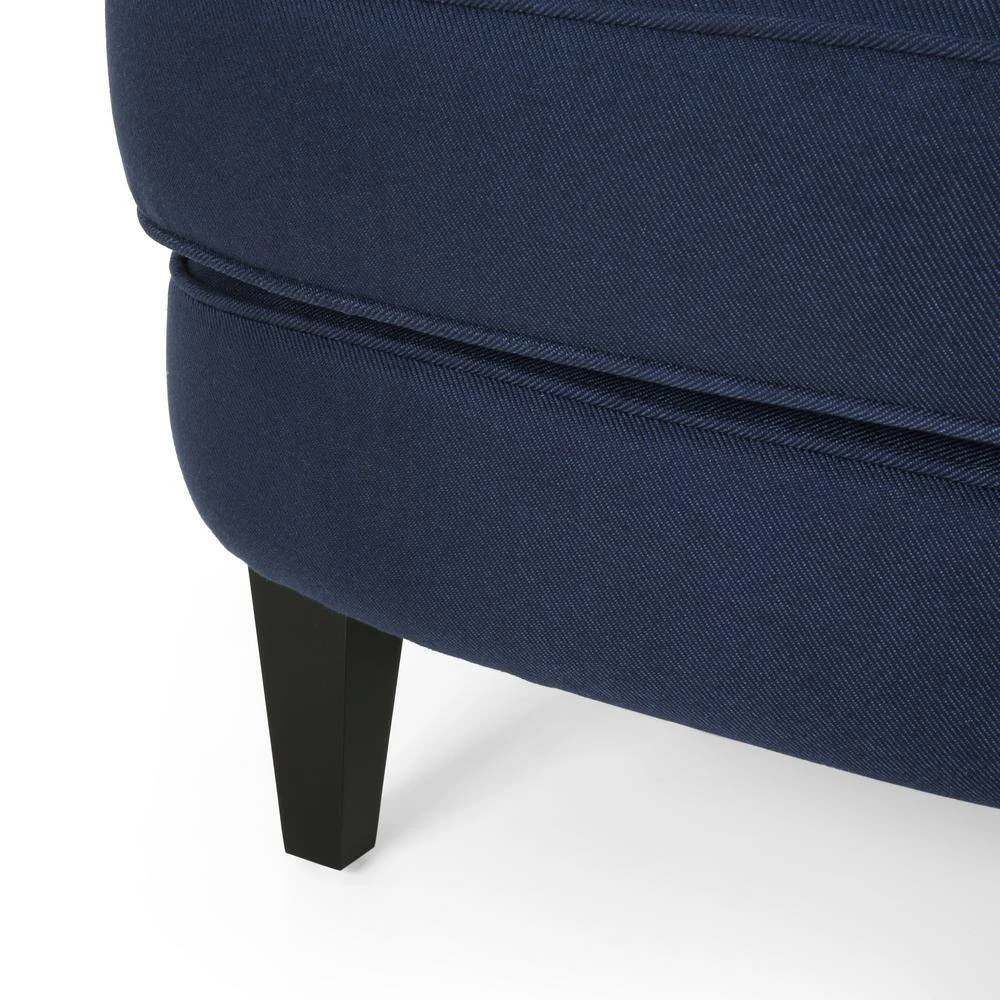 Correia Blue Fabric Upholstered Club Chair with Ottoman by Noble House - Image 8