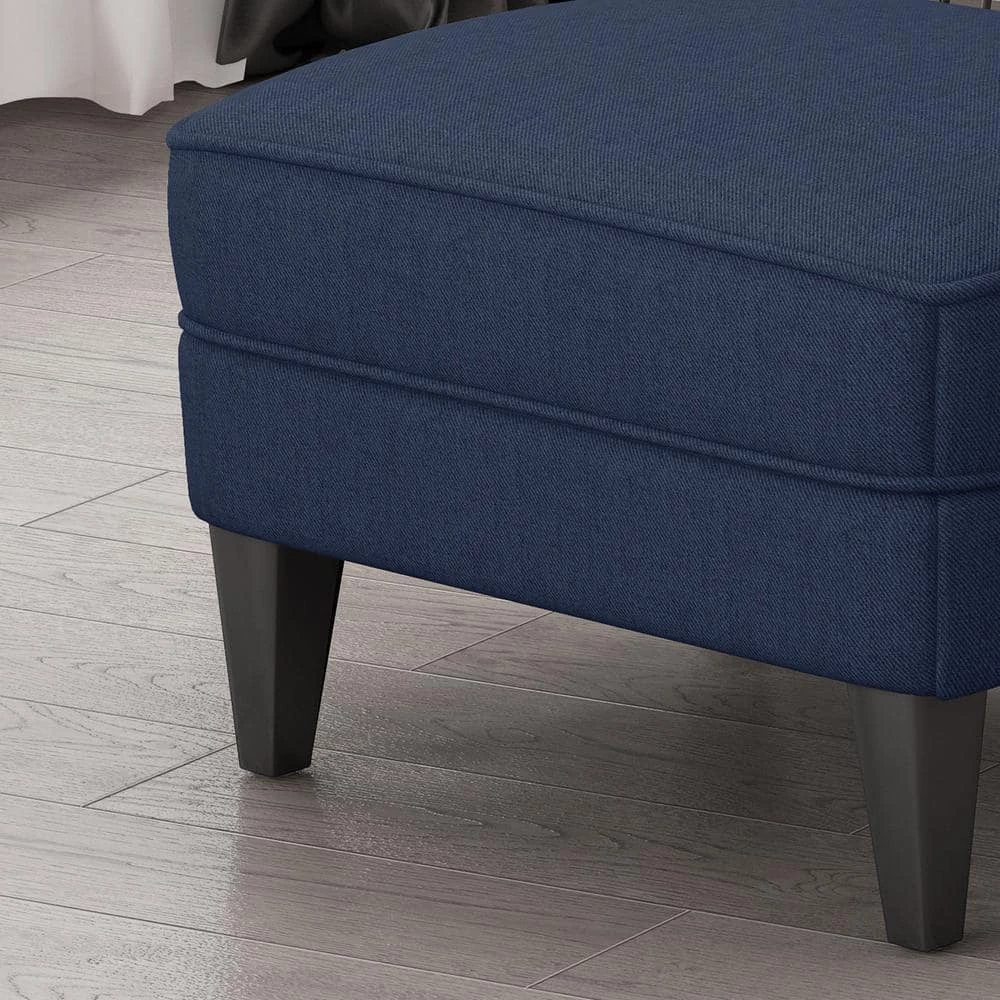 Correia Blue Fabric Upholstered Club Chair with Ottoman by Noble House - Image 5