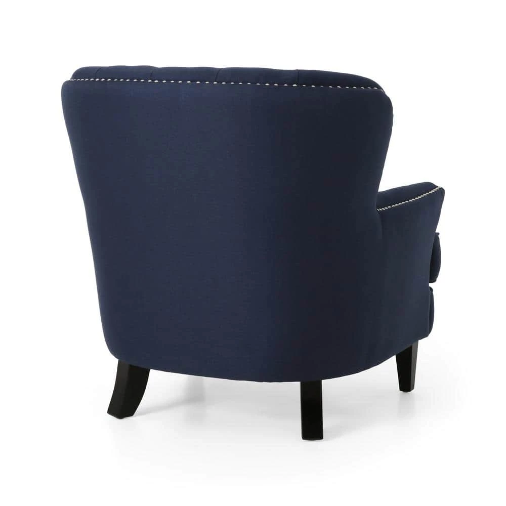 Correia Blue Fabric Upholstered Club Chair with Ottoman by Noble House - Image 11