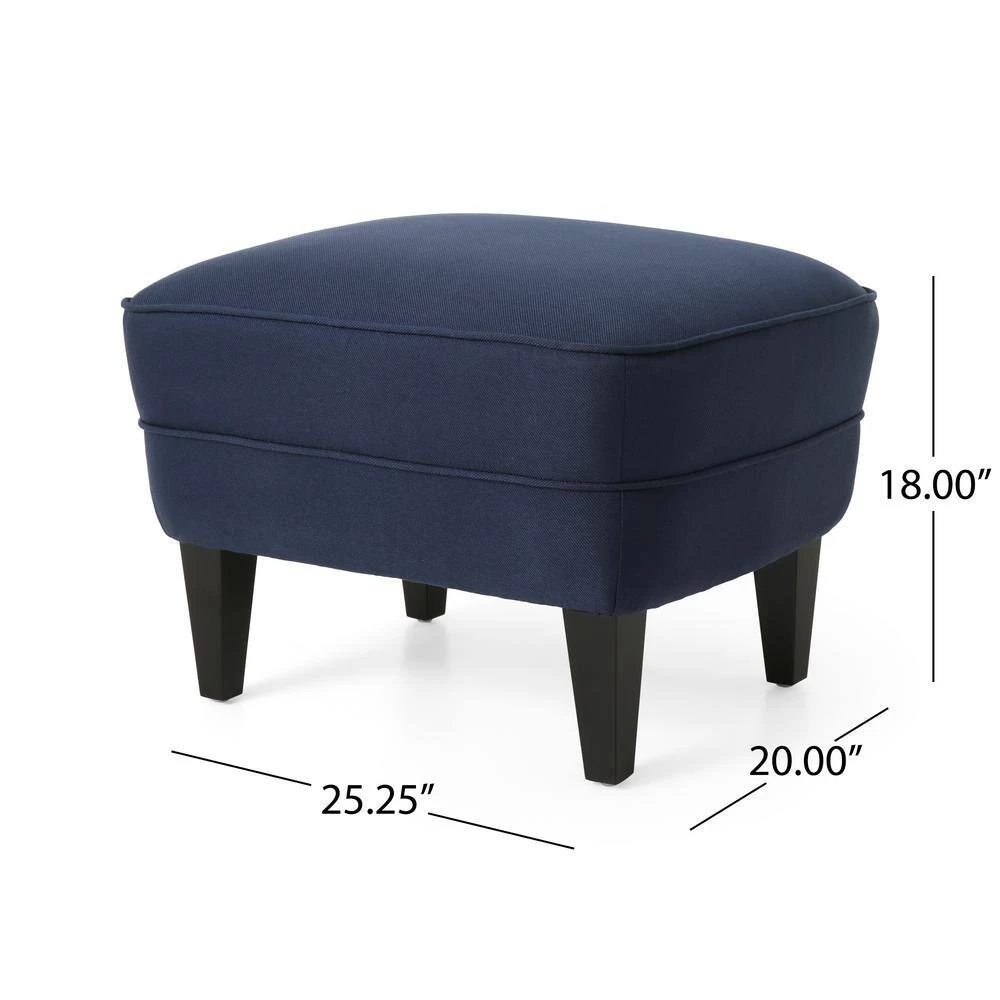 Correia Blue Fabric Upholstered Club Chair with Ottoman by Noble House - Image 10