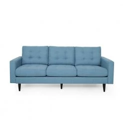 Adderbury 82.75 in. Blue Solid Fabric 3-Seat Lawson Sofa by Noble House