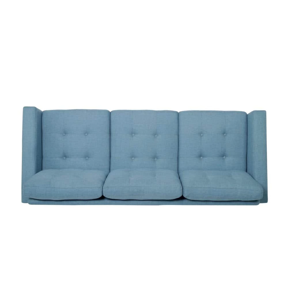 Adderbury 82.75 in. Blue Solid Fabric 3-Seat Lawson Sofa by Noble House - Image 3