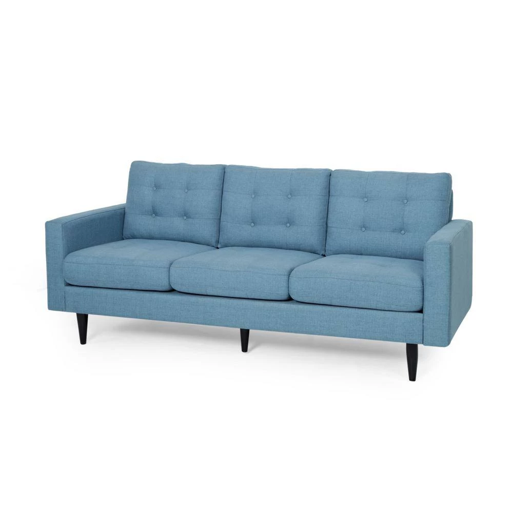 Adderbury 82.75 in. Blue Solid Fabric 3-Seat Lawson Sofa by Noble House - Image 5