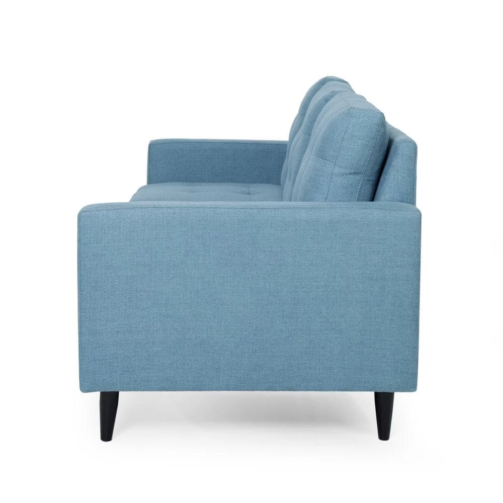 Adderbury 82.75 in. Blue Solid Fabric 3-Seat Lawson Sofa by Noble House - Image 2