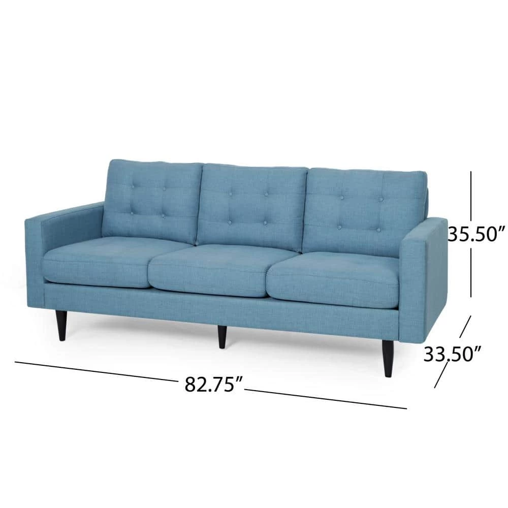 Adderbury 82.75 in. Blue Solid Fabric 3-Seat Lawson Sofa by Noble House - Image 9