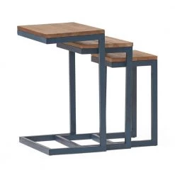 Brown and Gray Fir Wood Nesting Accent Tables (Set of 3) by Noble House