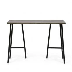Darke 42 in. Modern Industrial Handmade Mango Wood Console Table, Brown and Black by Noble House