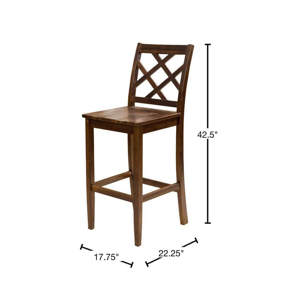 Harmon 26.18 in. Brown Acacia Counter Chair by Noble House - Image 3