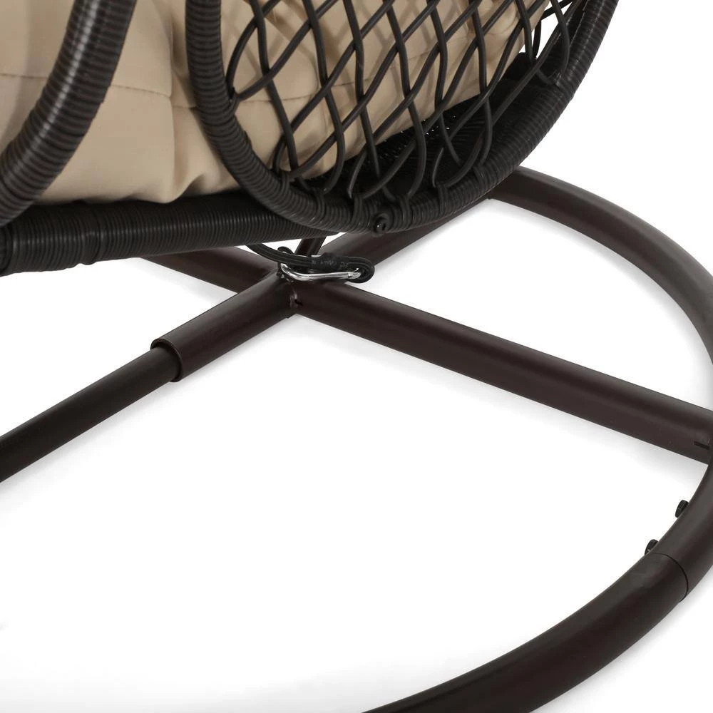 Malia Brown Fabric Removable Cushions Egg Chair by Noble House - Image 8