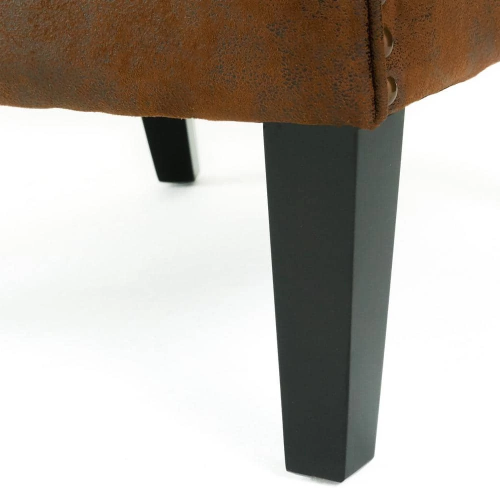 Lorenzo Brown Polyester High Back Club Chair by Noble House - Image 7