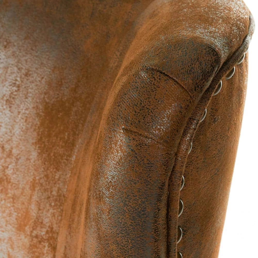 Lorenzo Brown Polyester High Back Club Chair by Noble House - Image 9