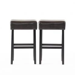 Lopez 30 in. Brown Backless Bar Stool (Set of 2) by Noble House