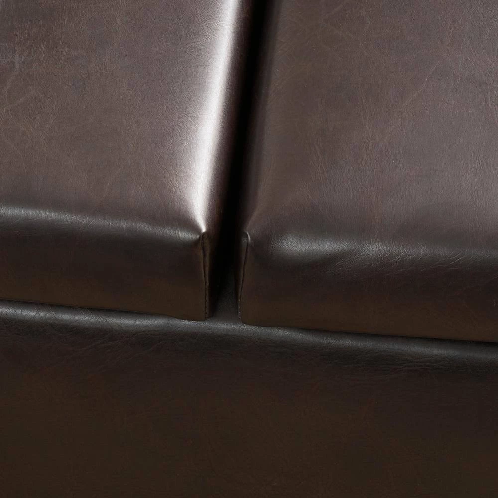 Lanister Brown PU Leather Medium Storage Bench by Noble House - Image 3