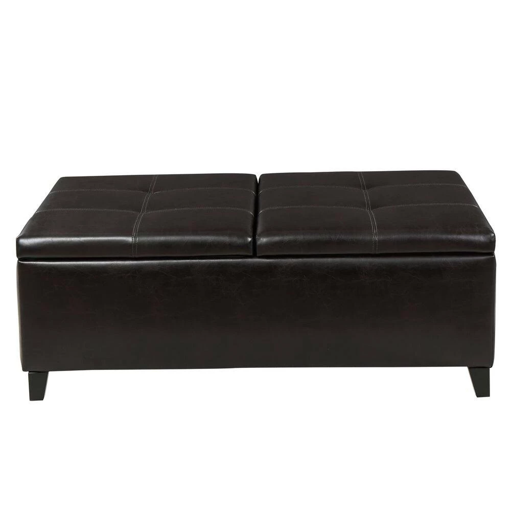 Lanister Brown PU Leather Medium Storage Bench by Noble House - Image 2