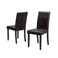 Ryan Brown Bonded Leather Dining Chair (Set of 2) by Noble House